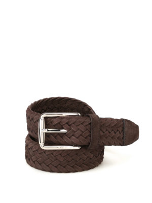 TOD'S: belts - Dark brown woven suede belt