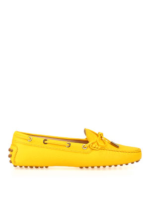 TOD'S: Loafers & Slippers - Gommini yellow leather loafers