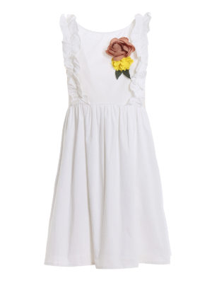 TWINSET: short dresses - Flower pin ruffle poplin dress