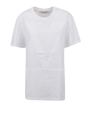 VALENTINO: t-shirt - T-shirt in jersey di cotone con stampa VLogo