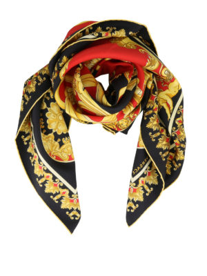 VERSACE: sciarpe e foulard - Foulard con stampa barocca