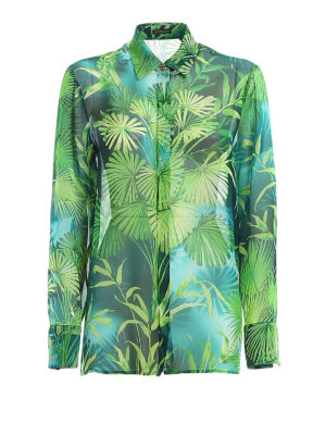 VERSACE: shirts - Jungle print silk muslin shirt