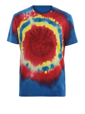 VERSACE: t-shirt - T-shirt multicolor con logo Testa di Medusa