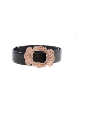 Vivetta: belts - Black belt with baroque effect buckle