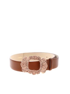 Vivetta: belts - Brown belt with baroque effect buckle