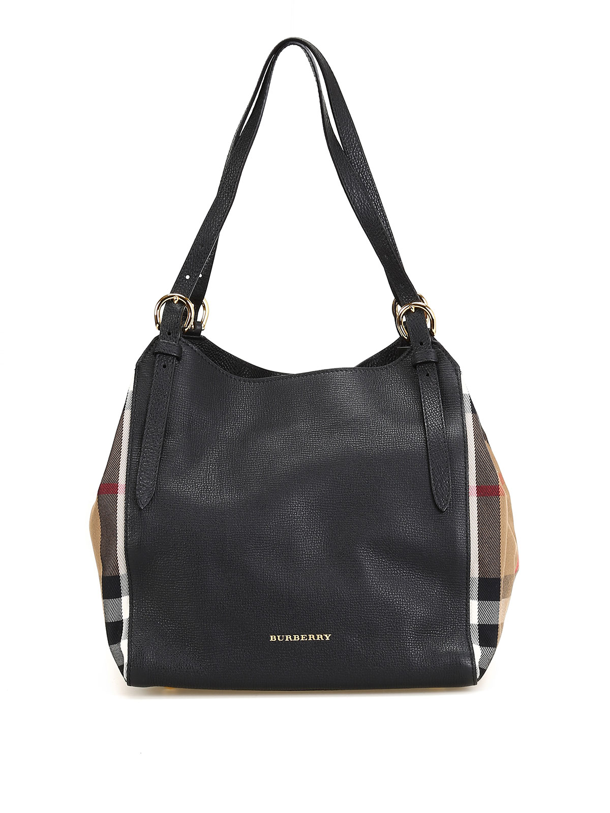 Burberry Small House Check Leather Canterbury Tote