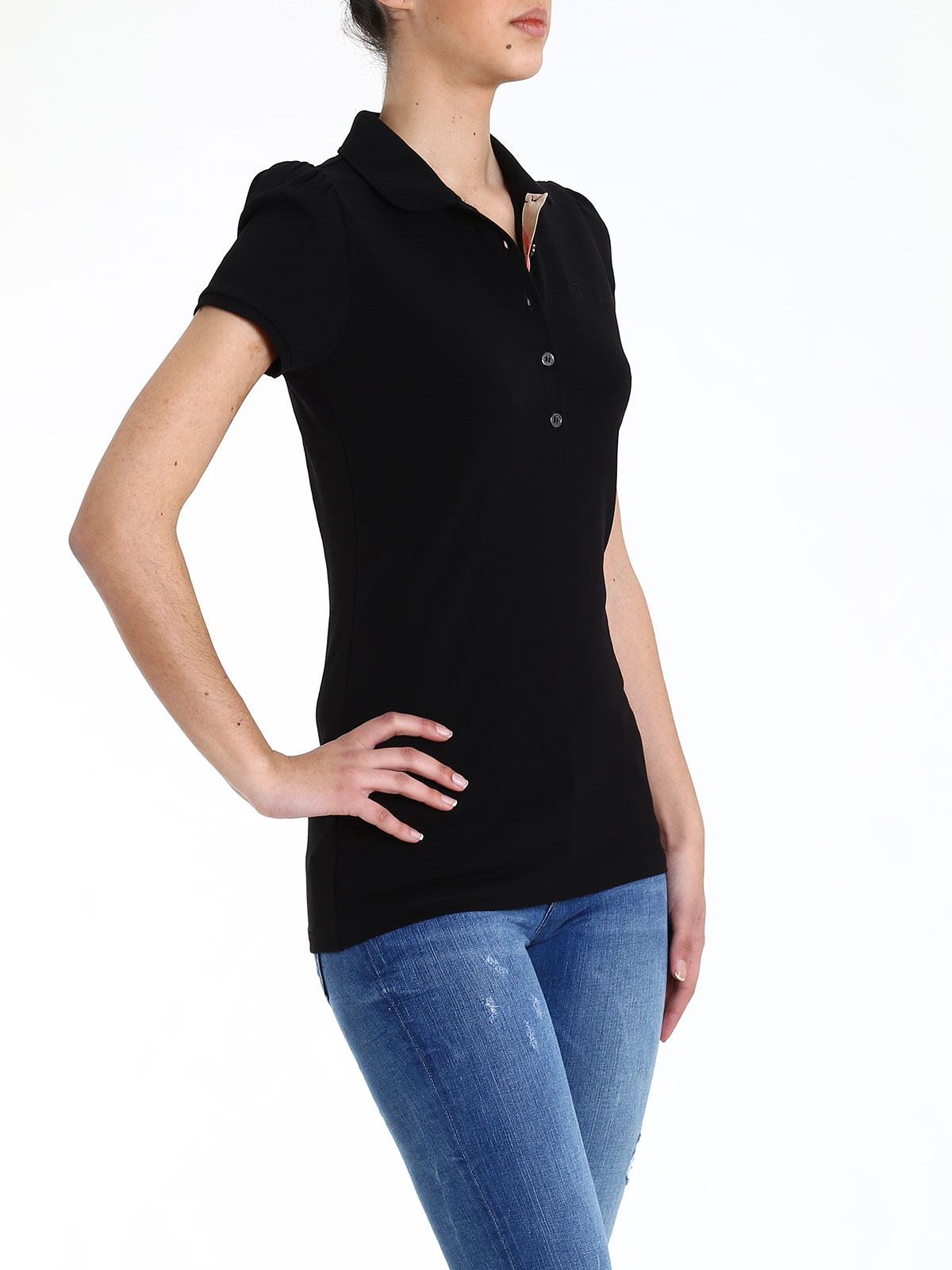 Check placket polo shirt sales