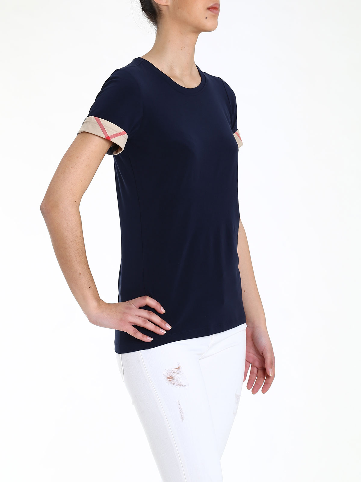 dominere Galaxy Kommerciel T-shirts Burberry - Check cuff cotton t-shirt - 3877319
