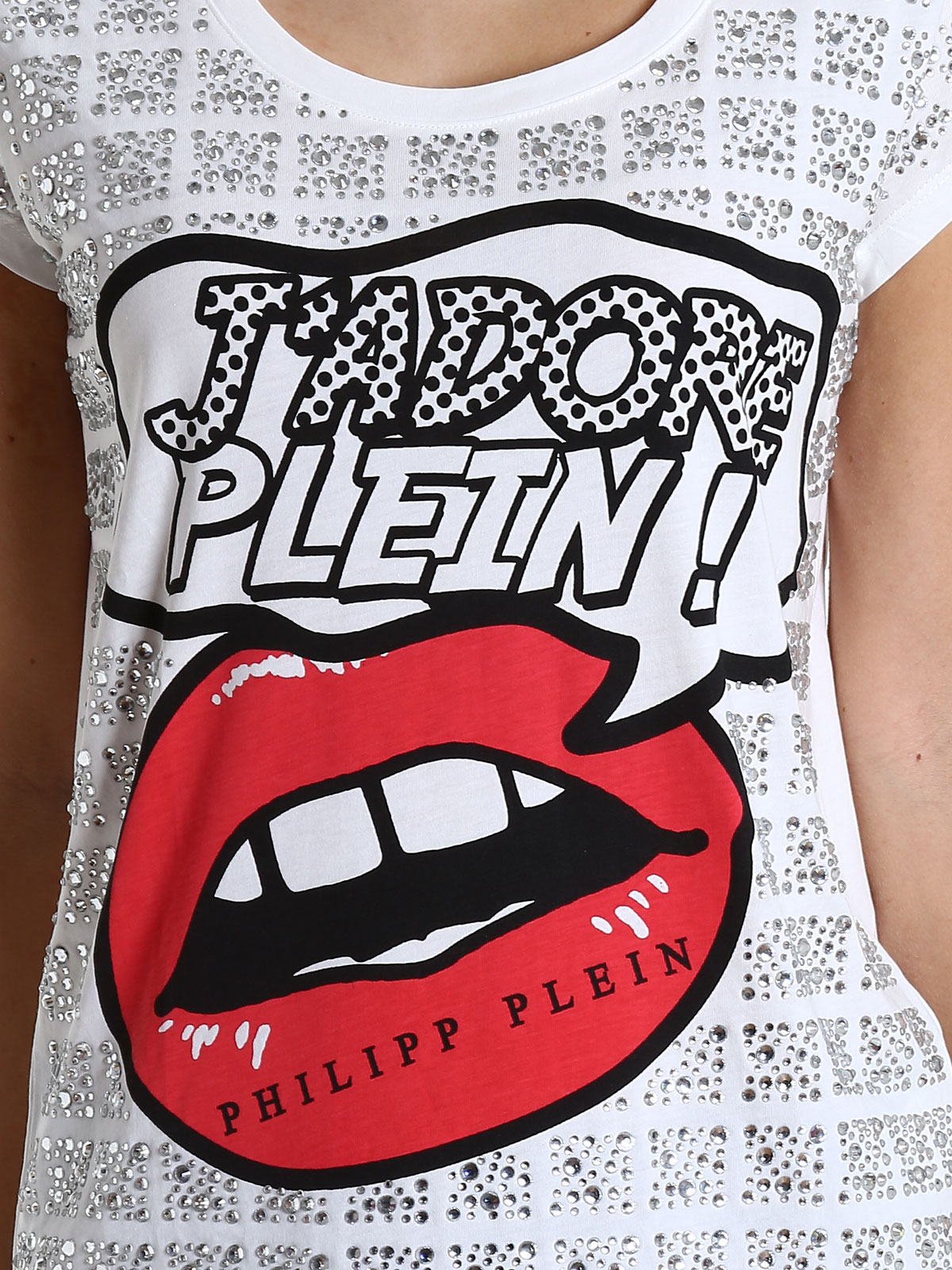 T-shirts Philipp Plein - Leather monogram cotton T-shirt