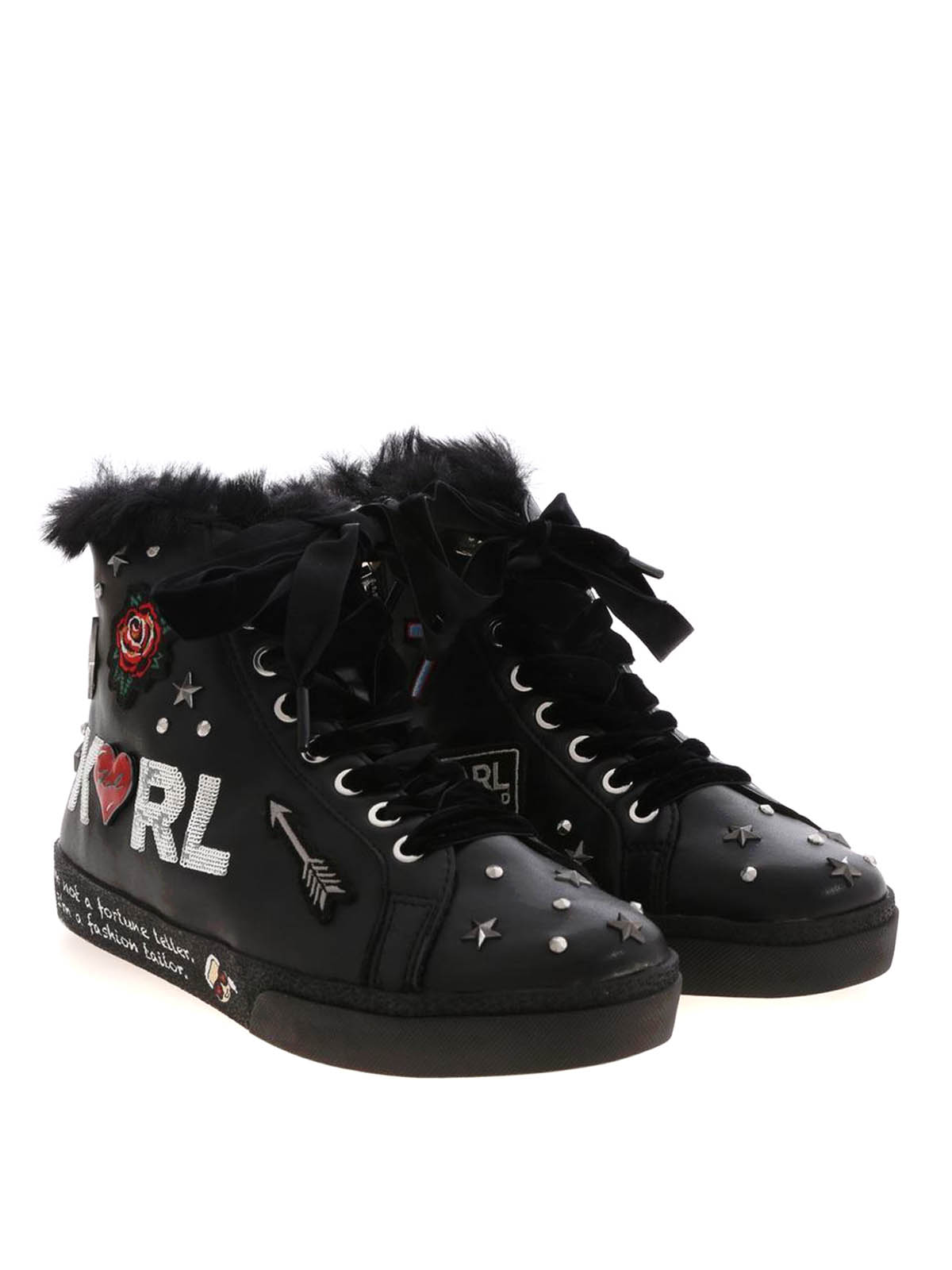 Shop Karl Lagerfeld Jewel Badge Hi Sneakers In Negro