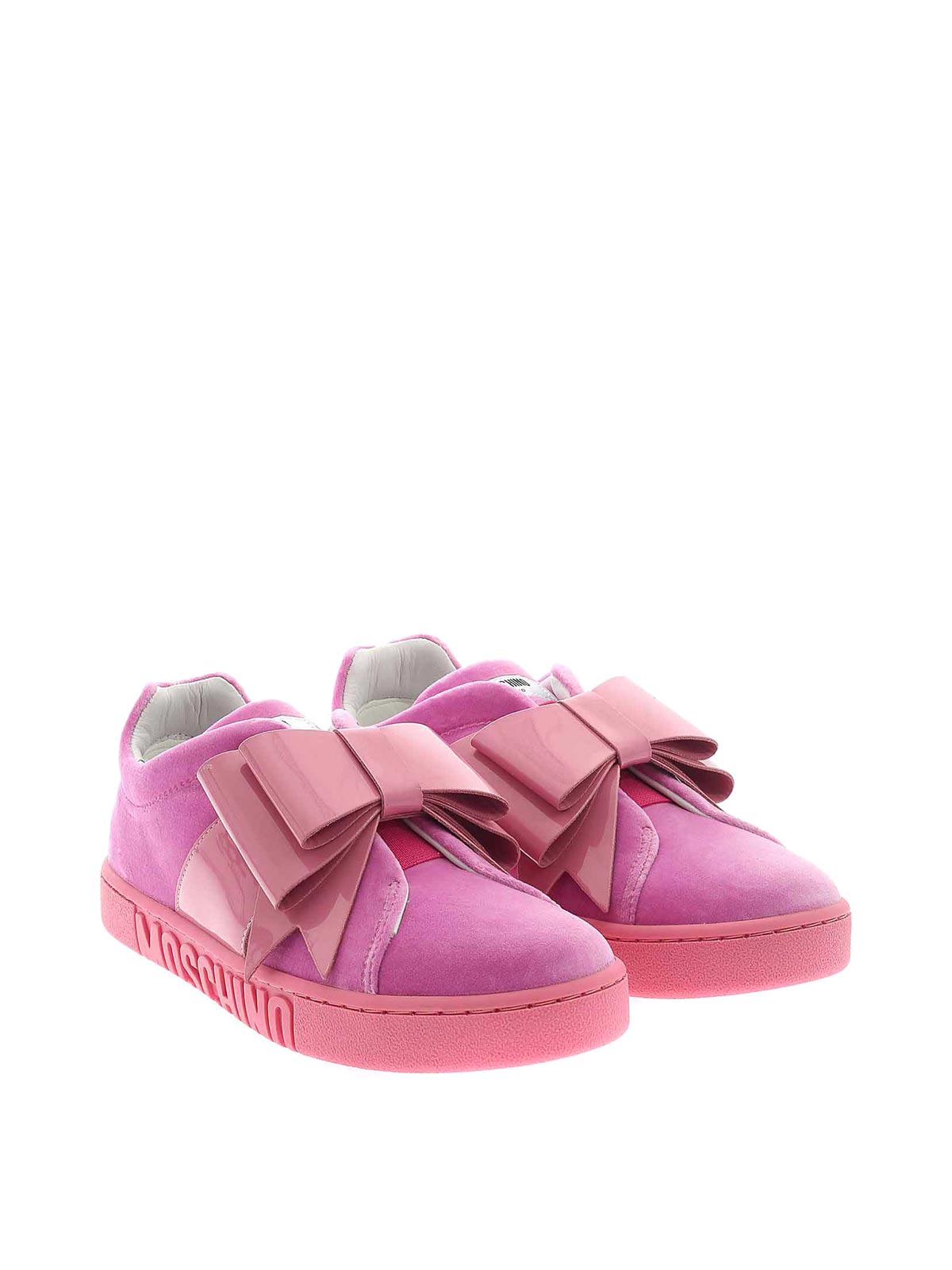 Moschino Bow Velvet Sneakers In Pink In Pink