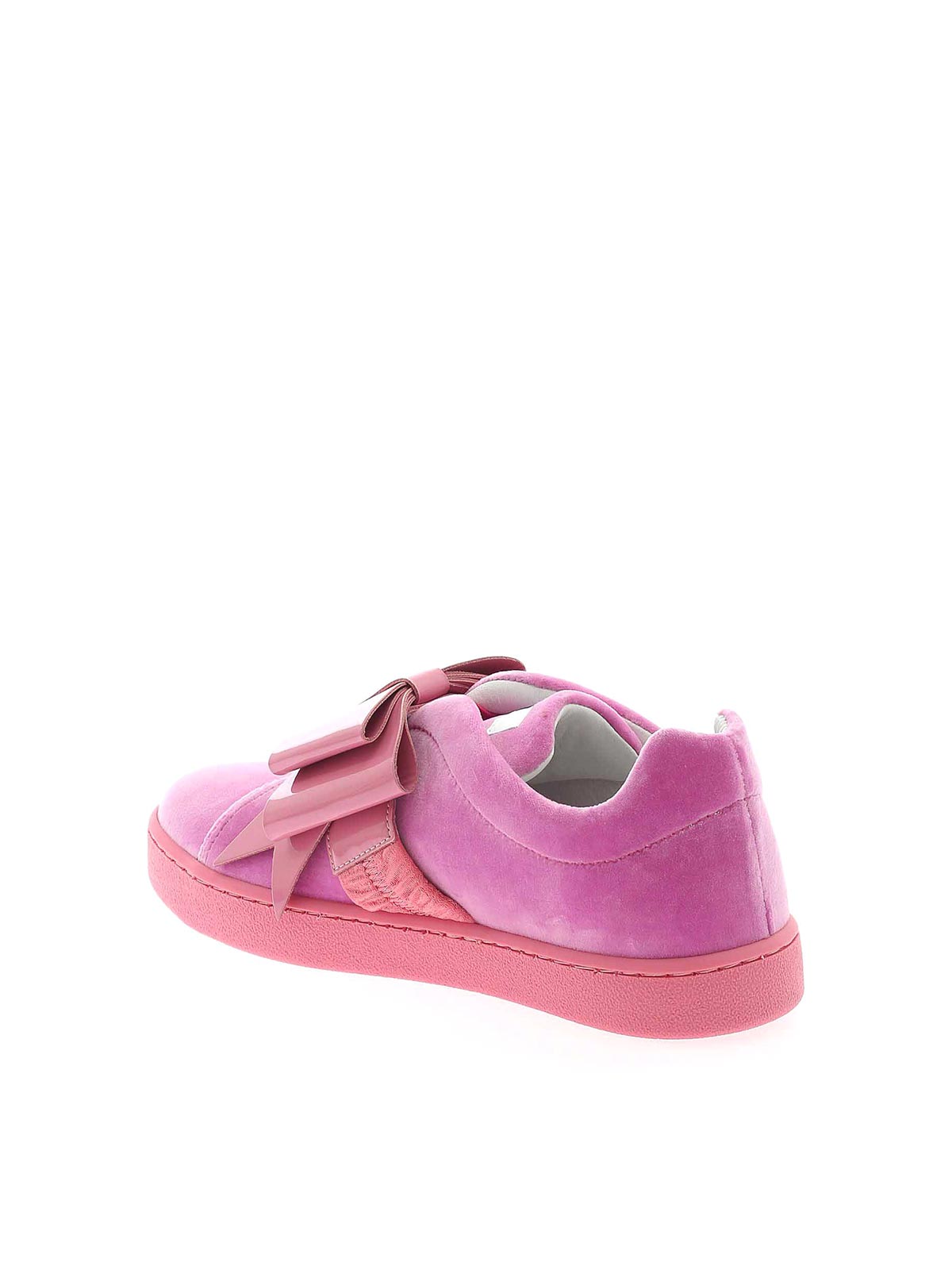 Moschino Bow Velvet Sneakers In Pink In Pink
