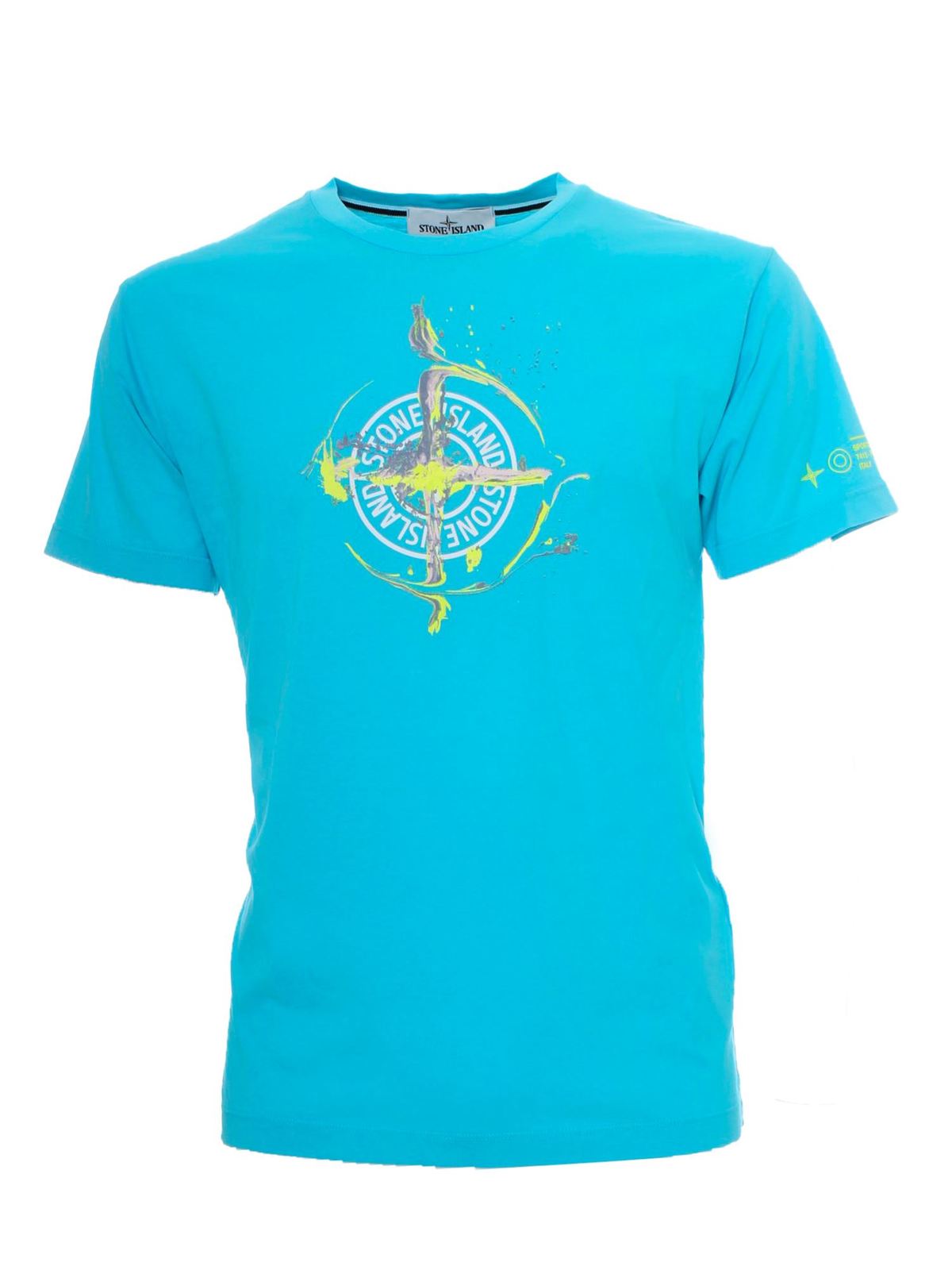T-shirts Stone Island - Front branded T-shirt in turquoise
