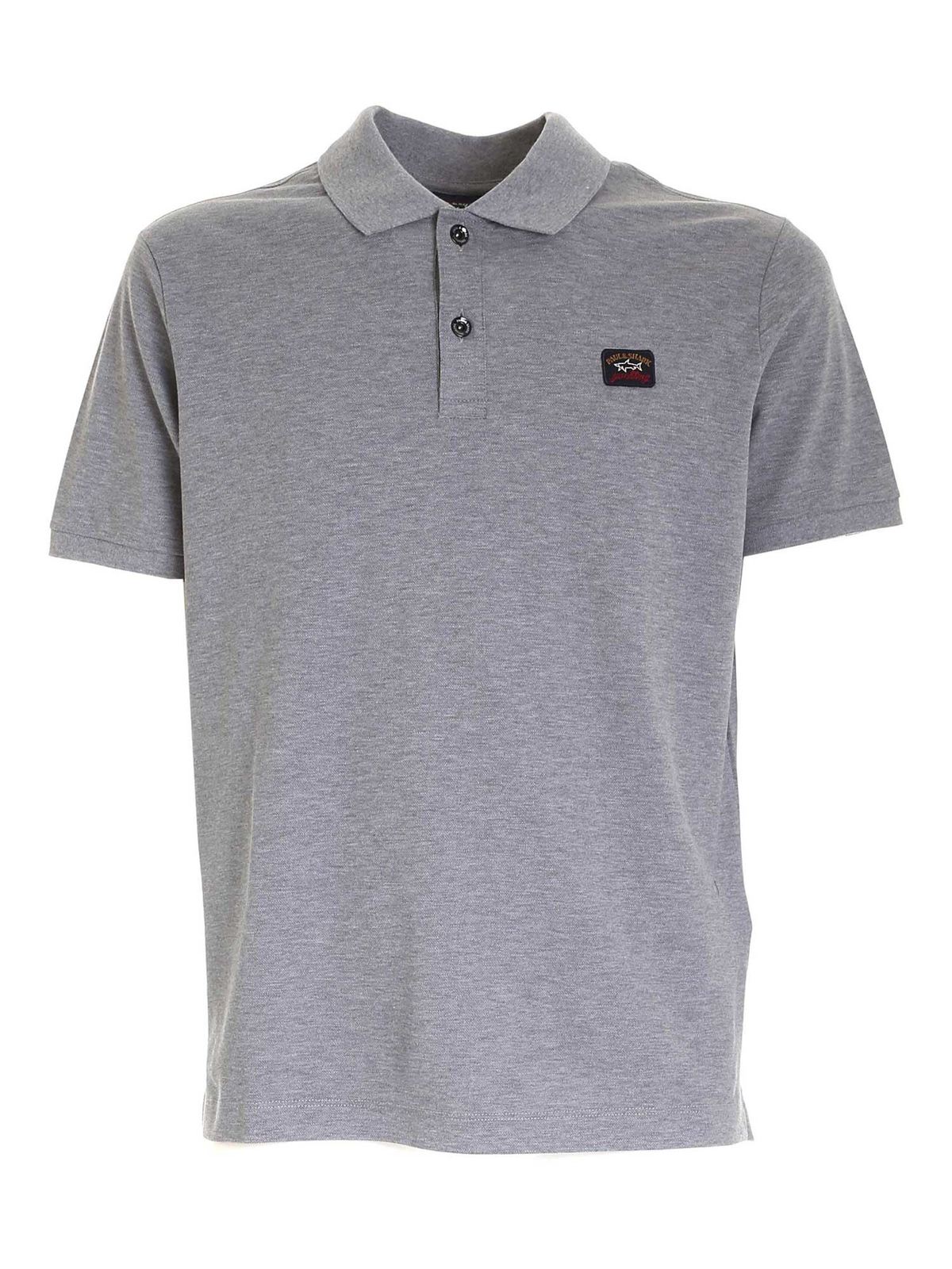 Paul & Shark Logo Detail Polo Shirt In Grey