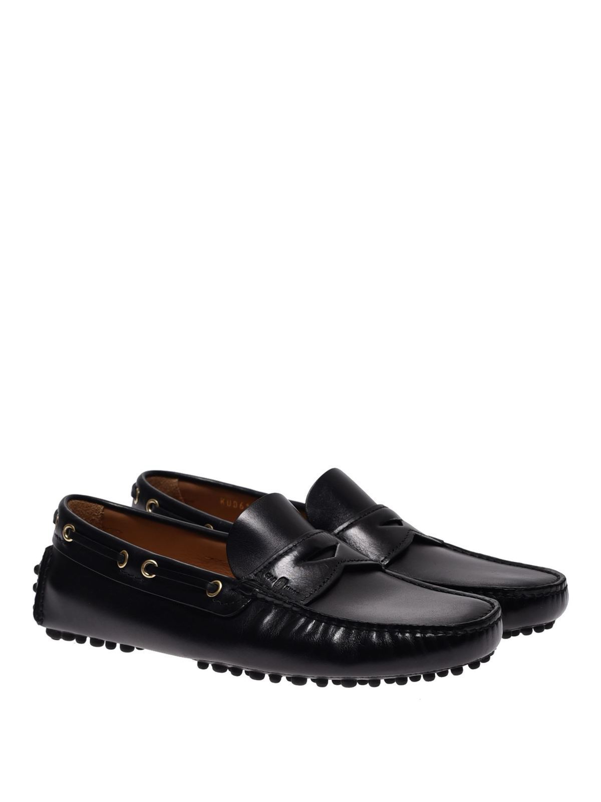 Car Shoe Driving moccasins in black leather - Men|KUD615070F0002