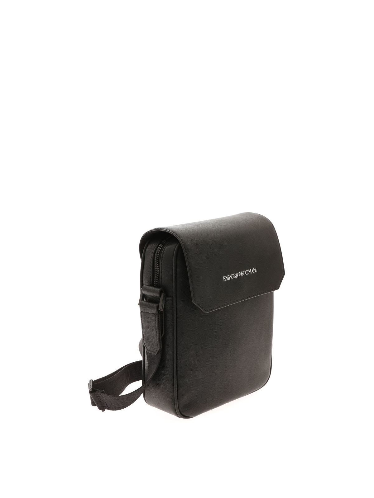 Emporio Armani Logo-patch Zipped Messenger Bag in Black for Men