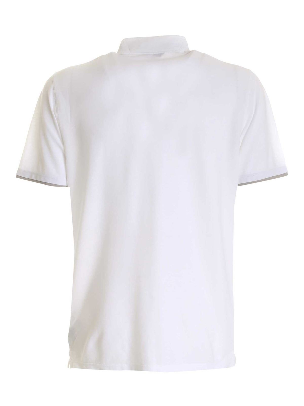 Shop Zanone Grey Details Polo Shirt In White