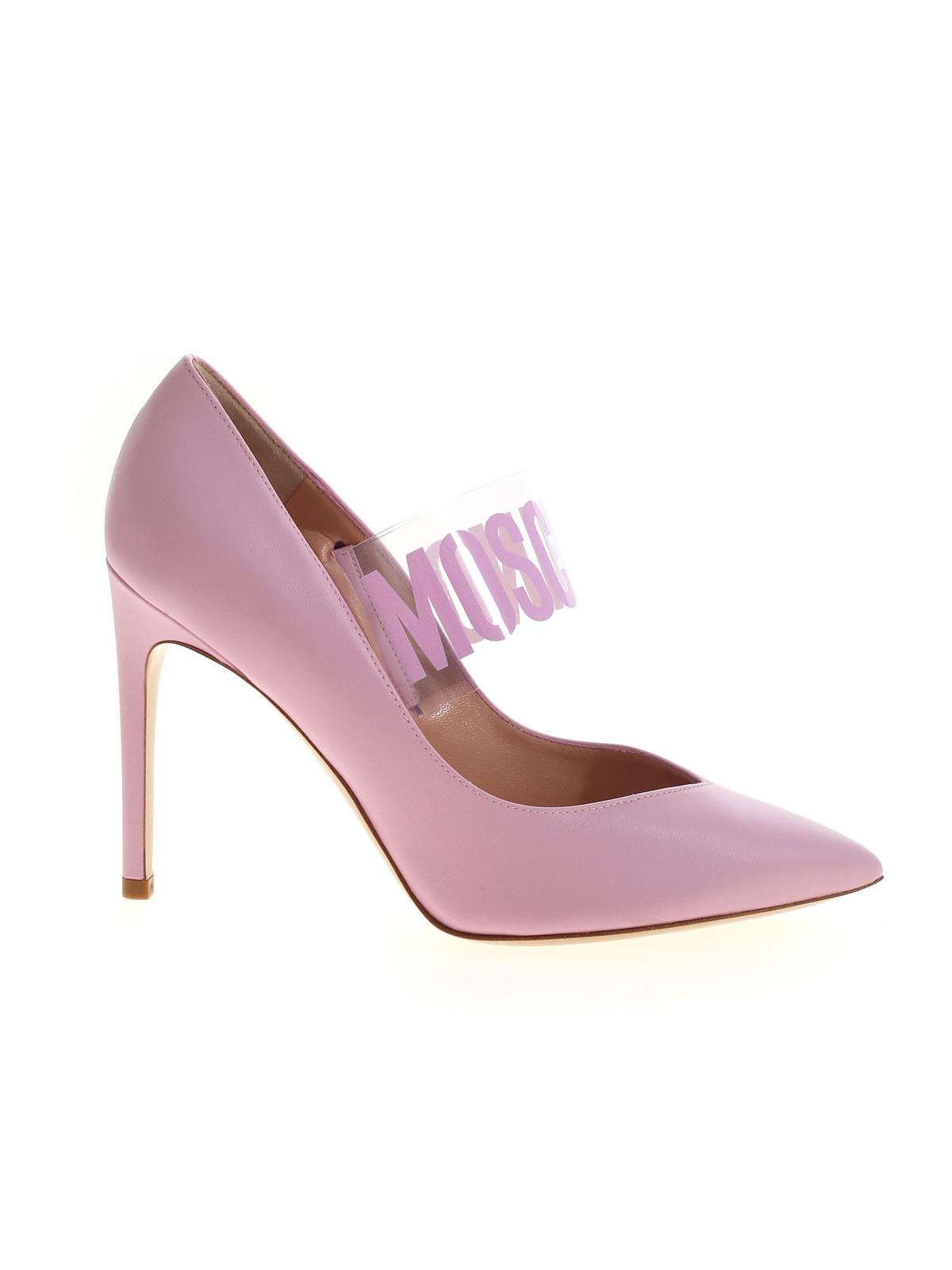 Moschino Branded Strap Pumps In Pink In Rosado