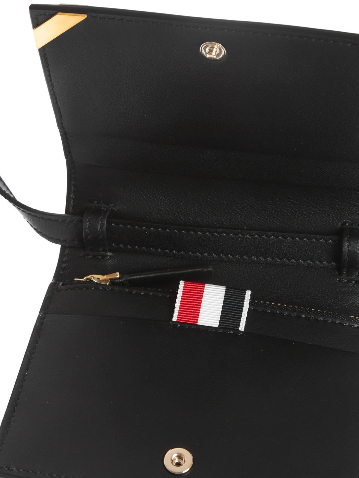 Black Leather Card Holder With Shoulder Strap