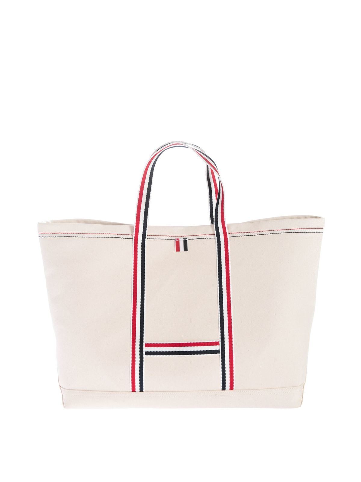 【関税込み】thom browne Medium Tool Tote' shopping bag Thom Browne Off White Double Face Cotton Canvas Medium Tool