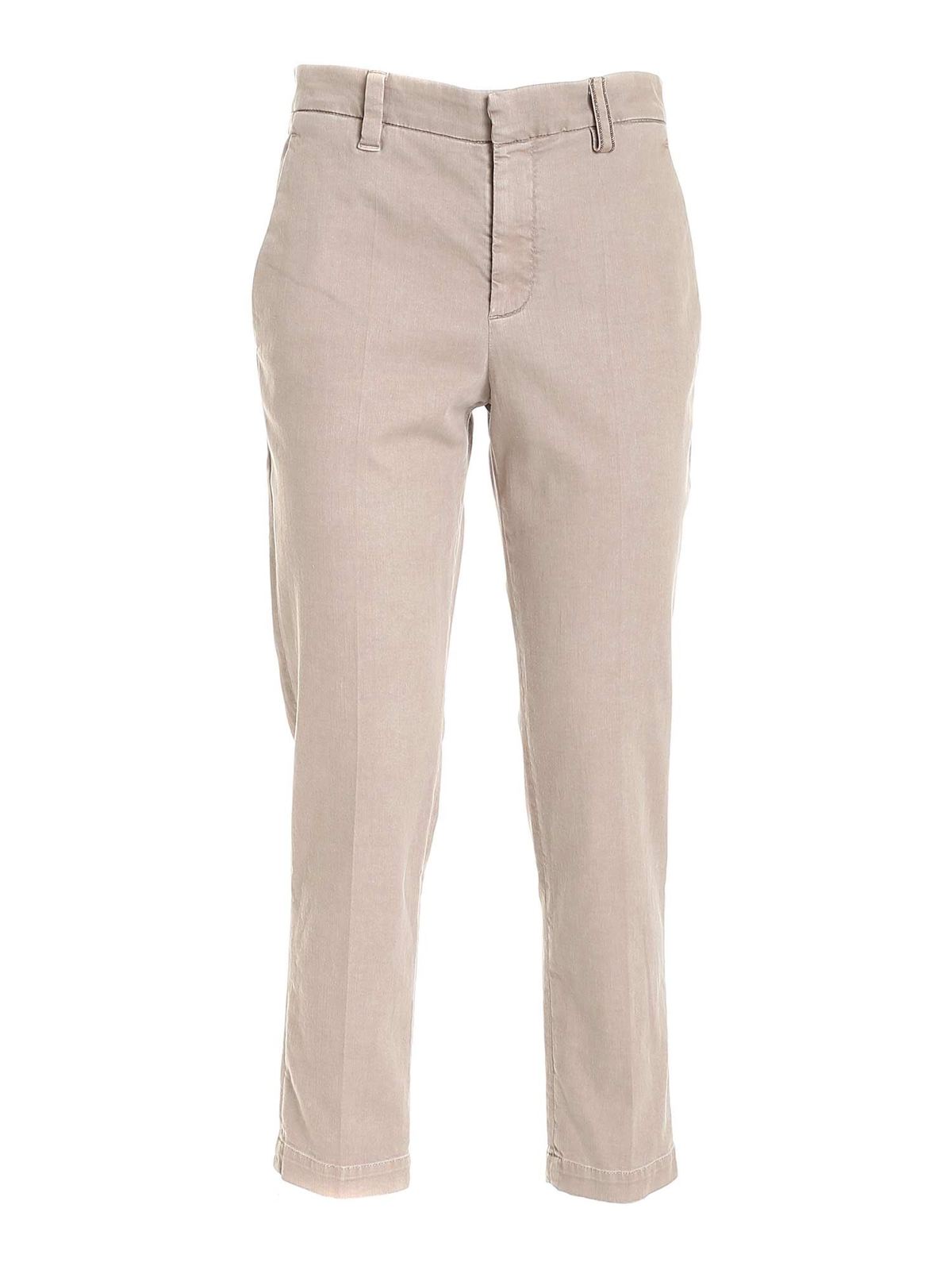 Brunello Cucinelli Micro Beads Pants In Mud Color In Brown