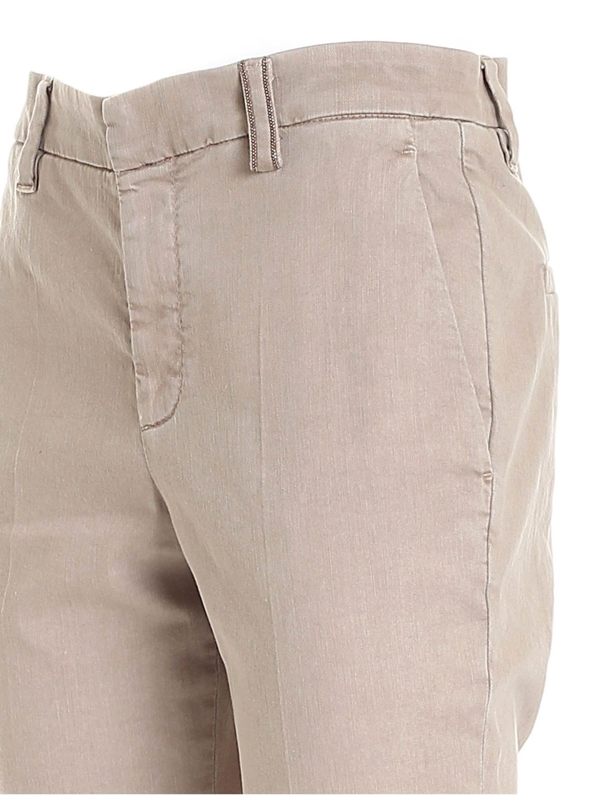 Shop Brunello Cucinelli Micro Beads Pants In Mud Color In Brown