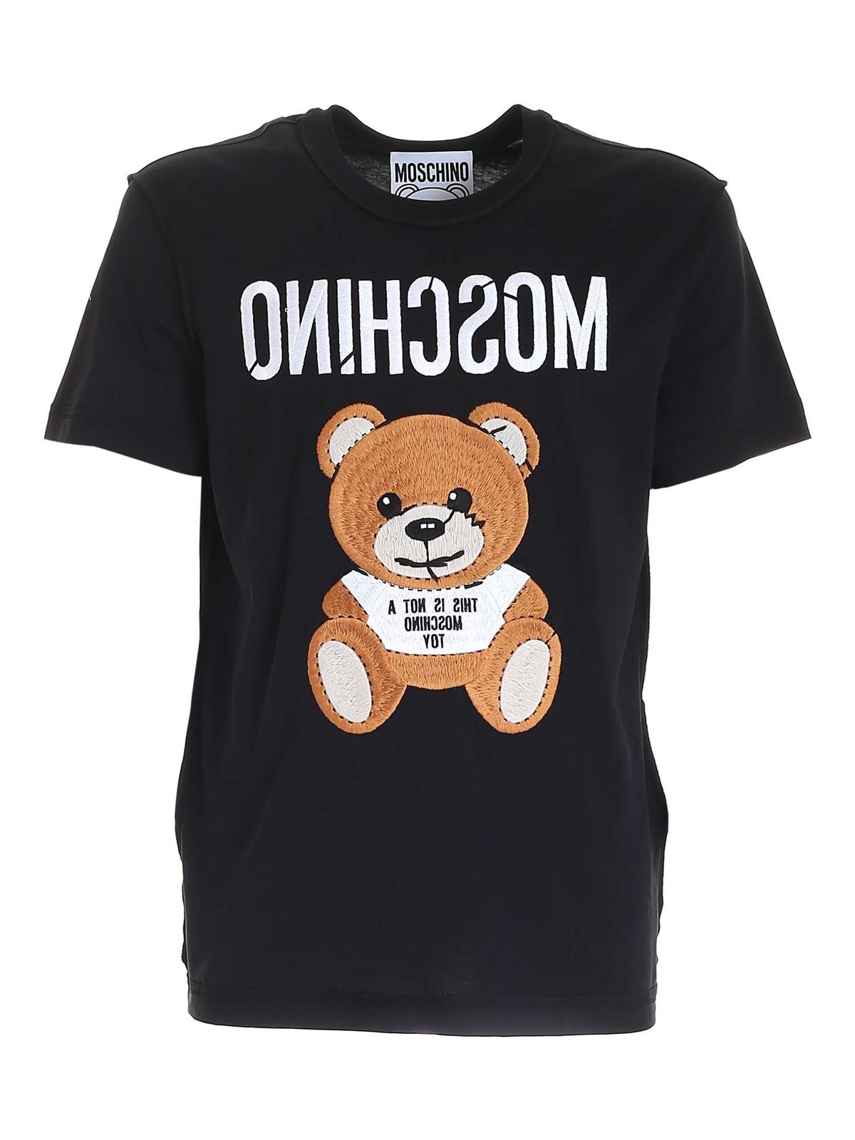 Moschino Embroidery T-shirt In Black In Negro