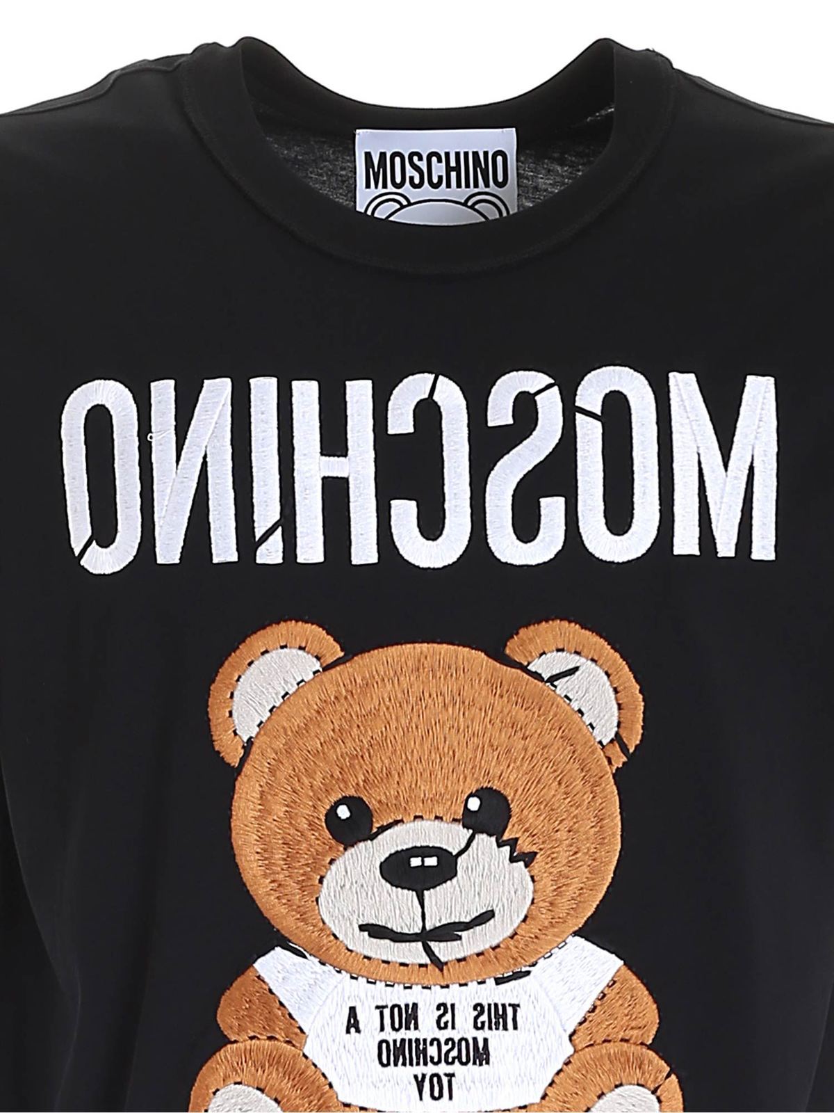 Shop Moschino Embroidery T-shirt In Black In Negro