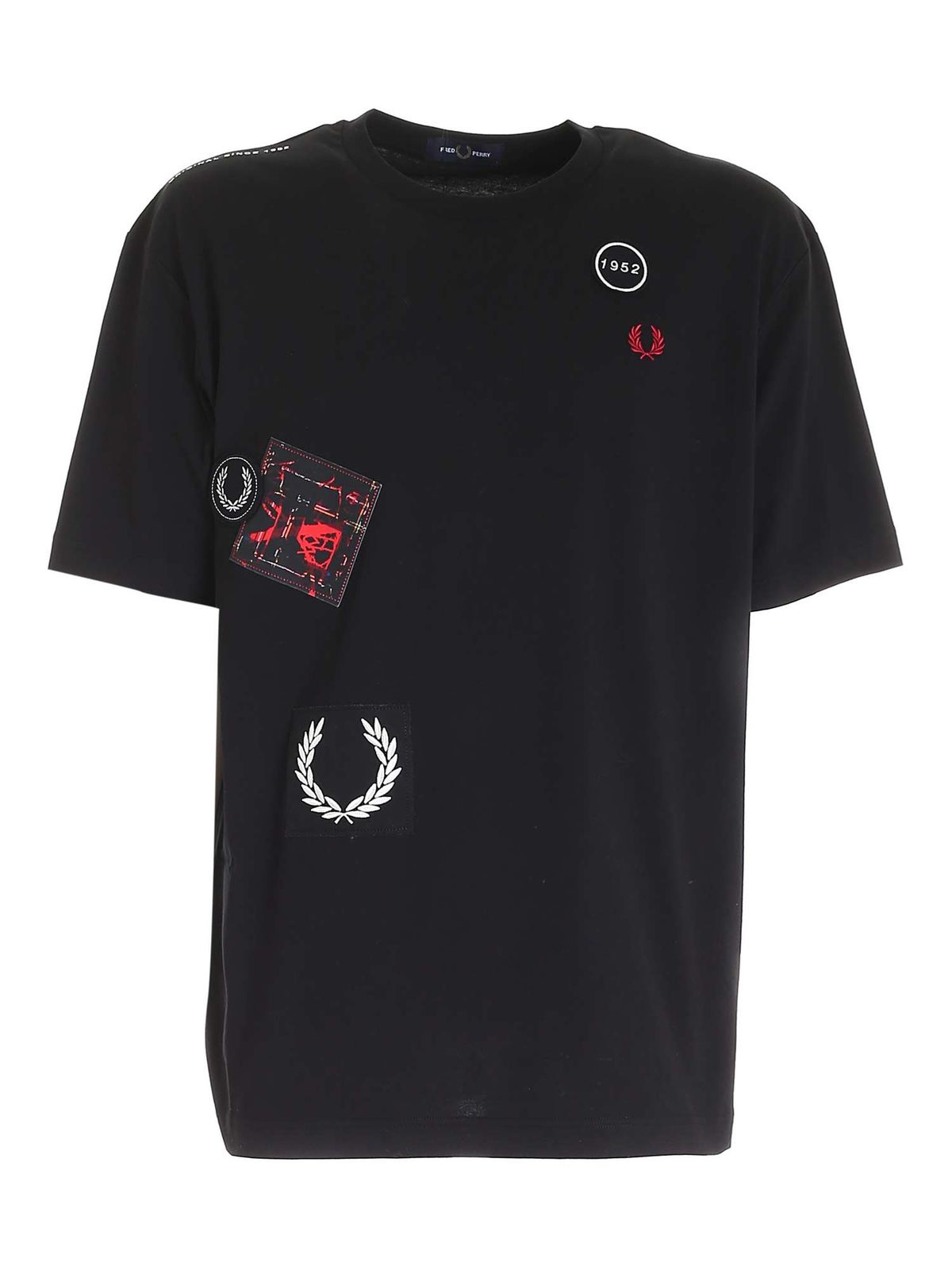 Tシャツ・カットソー FRED PERRY FW23 T-SHIRT WITH LOGO (FP-M1600-47_102) Fred Perry cotton t-shirt Rear Powder Laurel Graphic Tee PRM EU