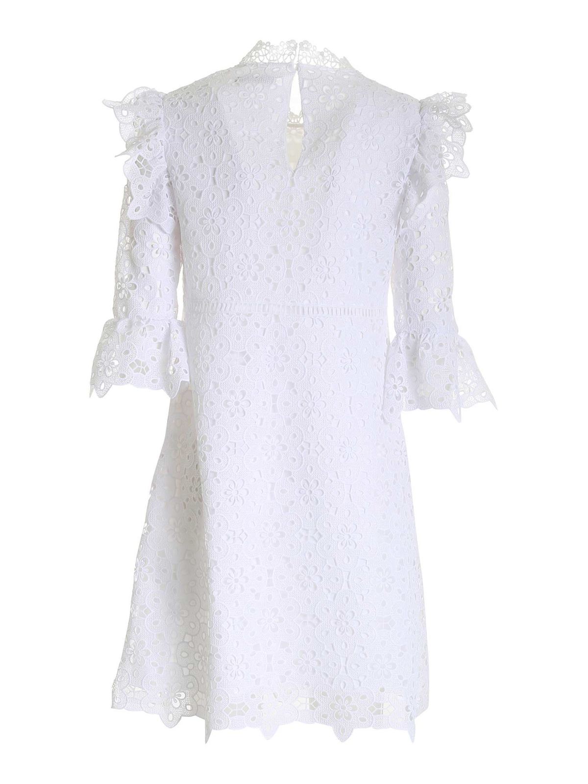 Shop Vivetta Lace Detail Dress In White In Blanco