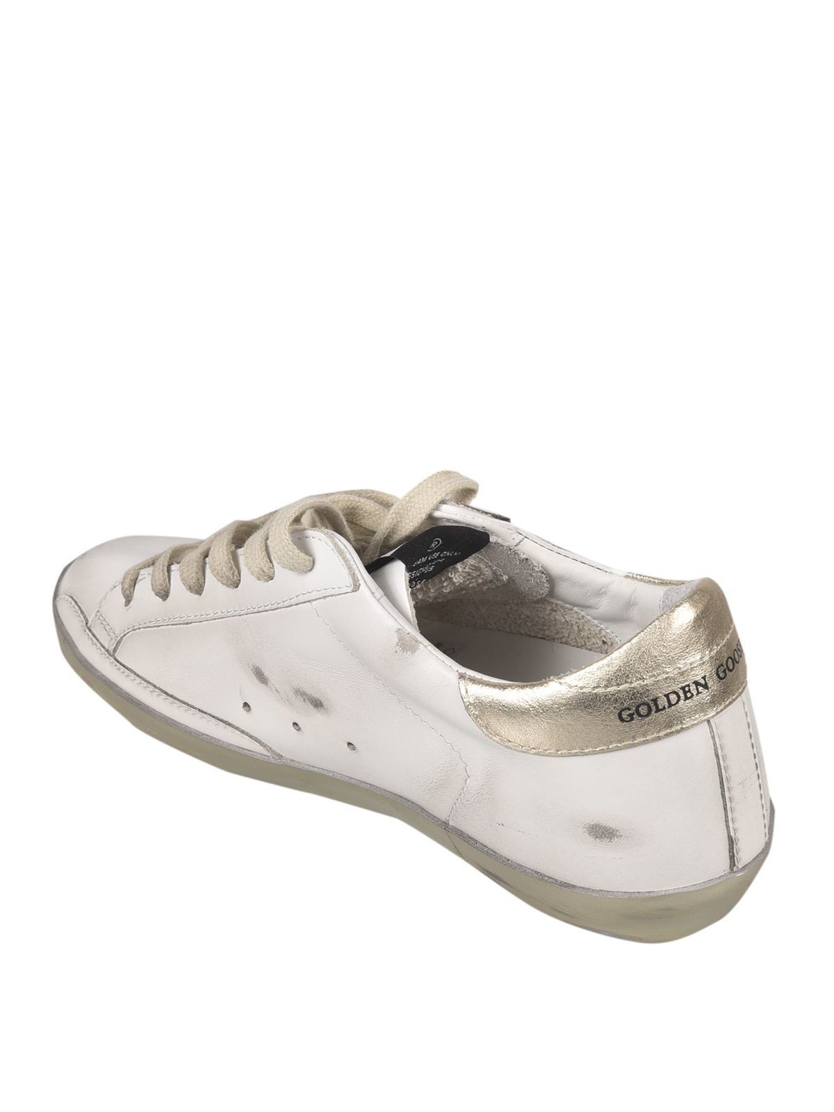 Golden Goose Superstar Sneakers In White And Gold In White