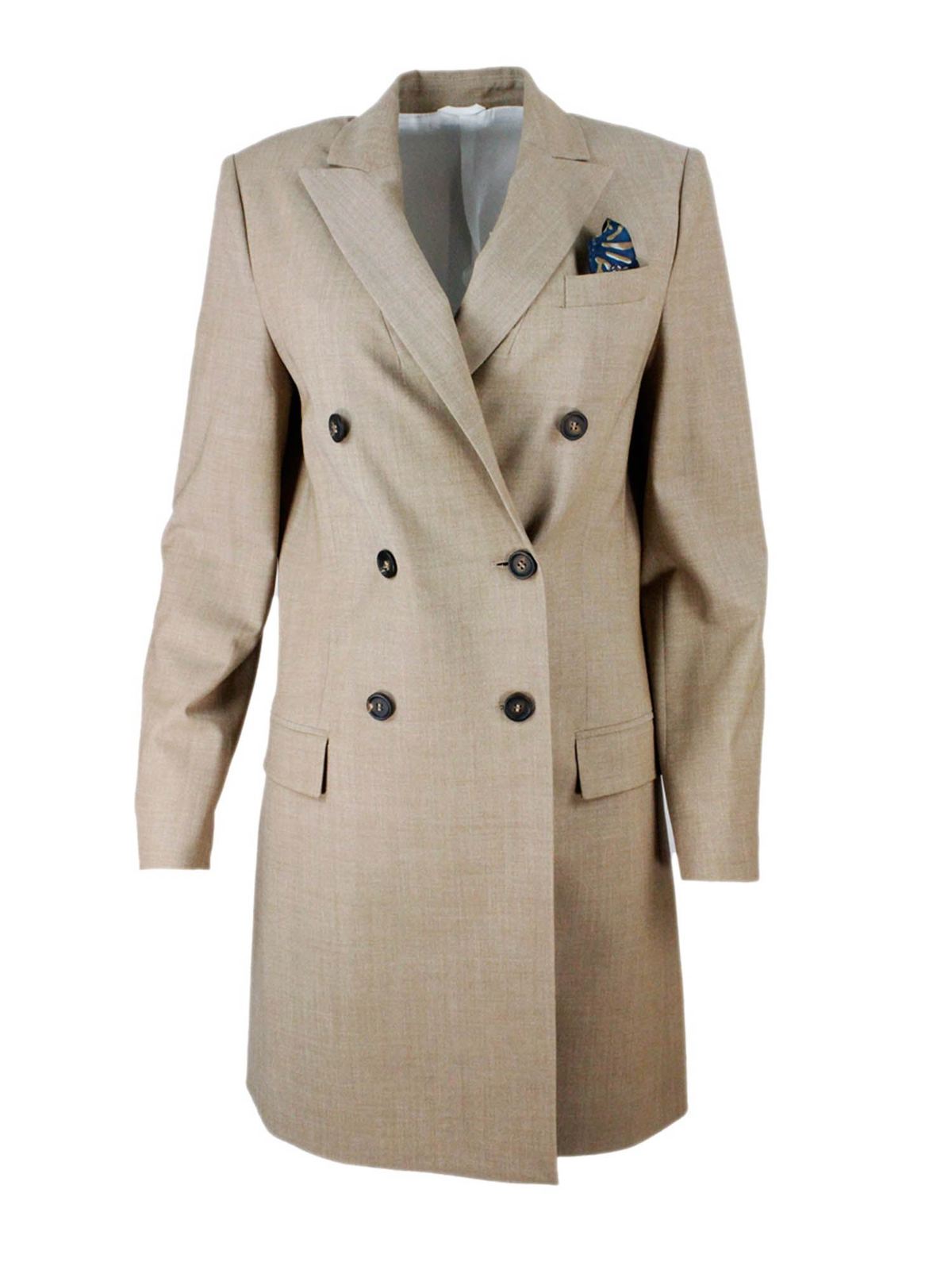 Brunello Cucinelli Double-breasted Coat In Beige In Brown