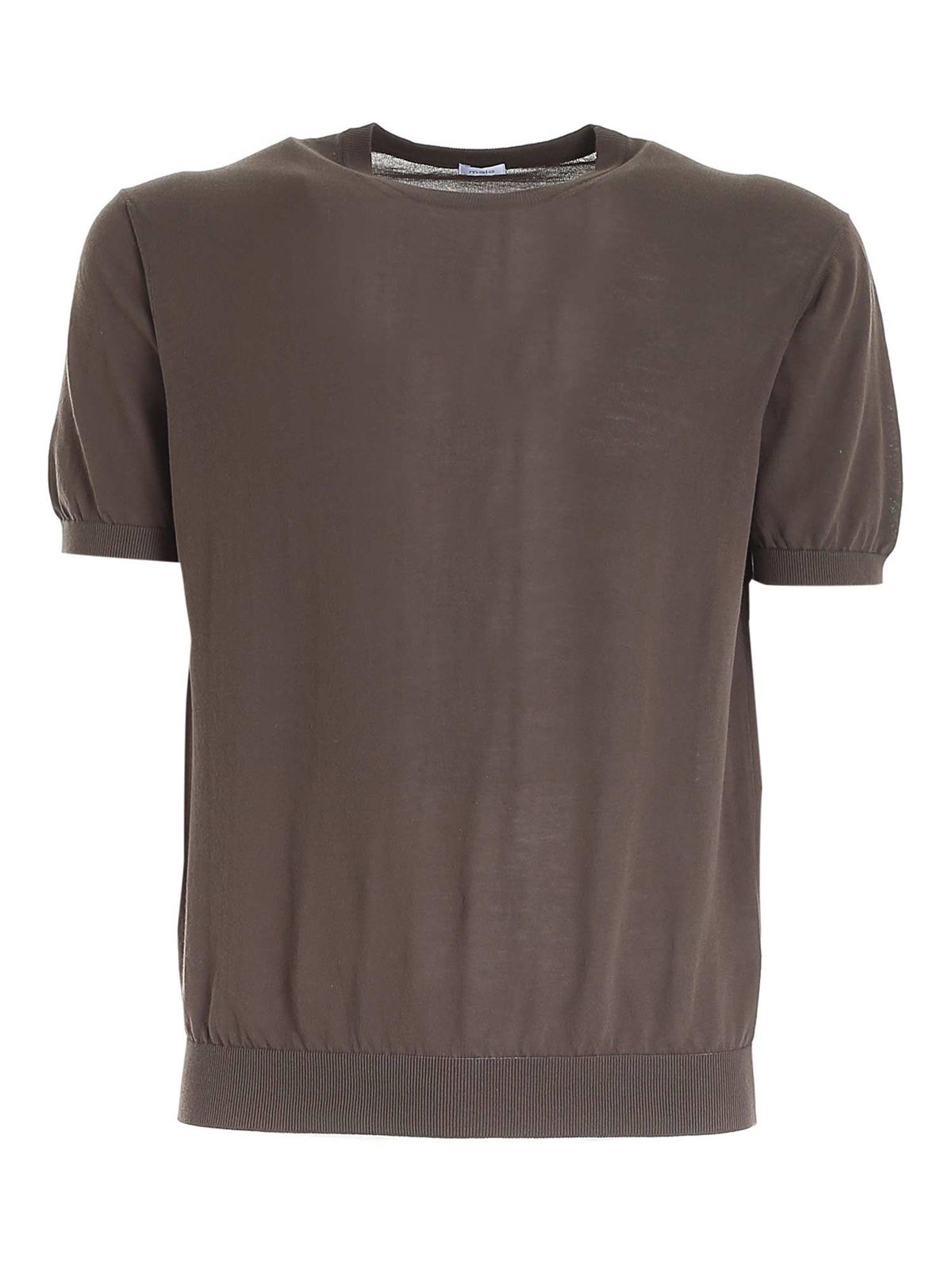 Malo Short Sleeved Sweater In Brown