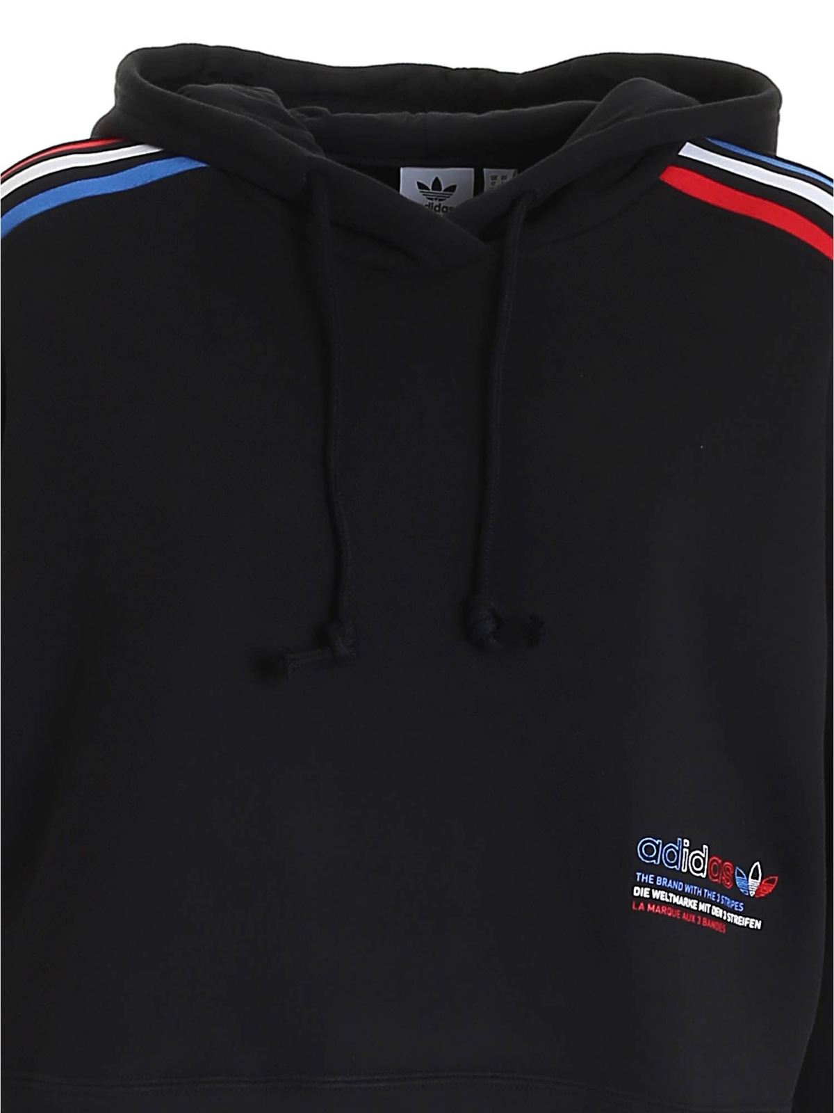 Adidas Originals Crop logo bands hoodie in black Black GN2853