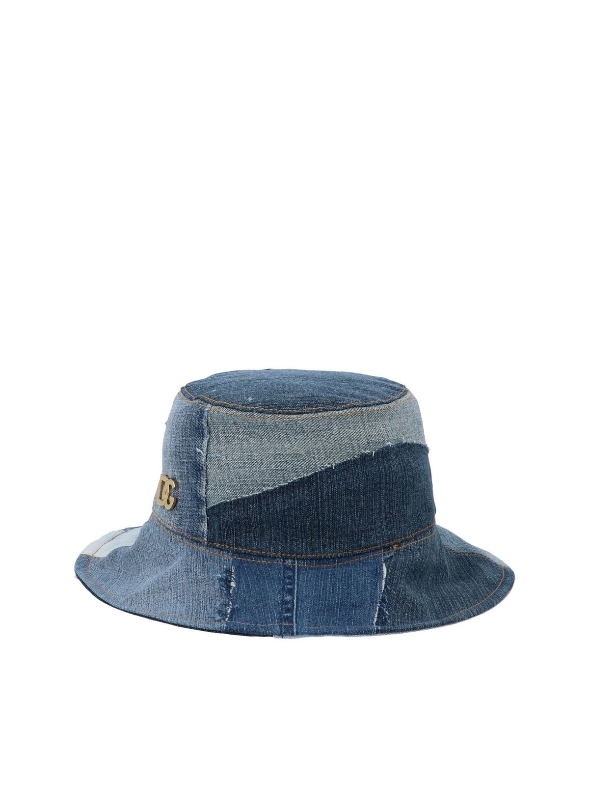 Dolce & Gabbana Denim patchwork bucket hat in blue 
