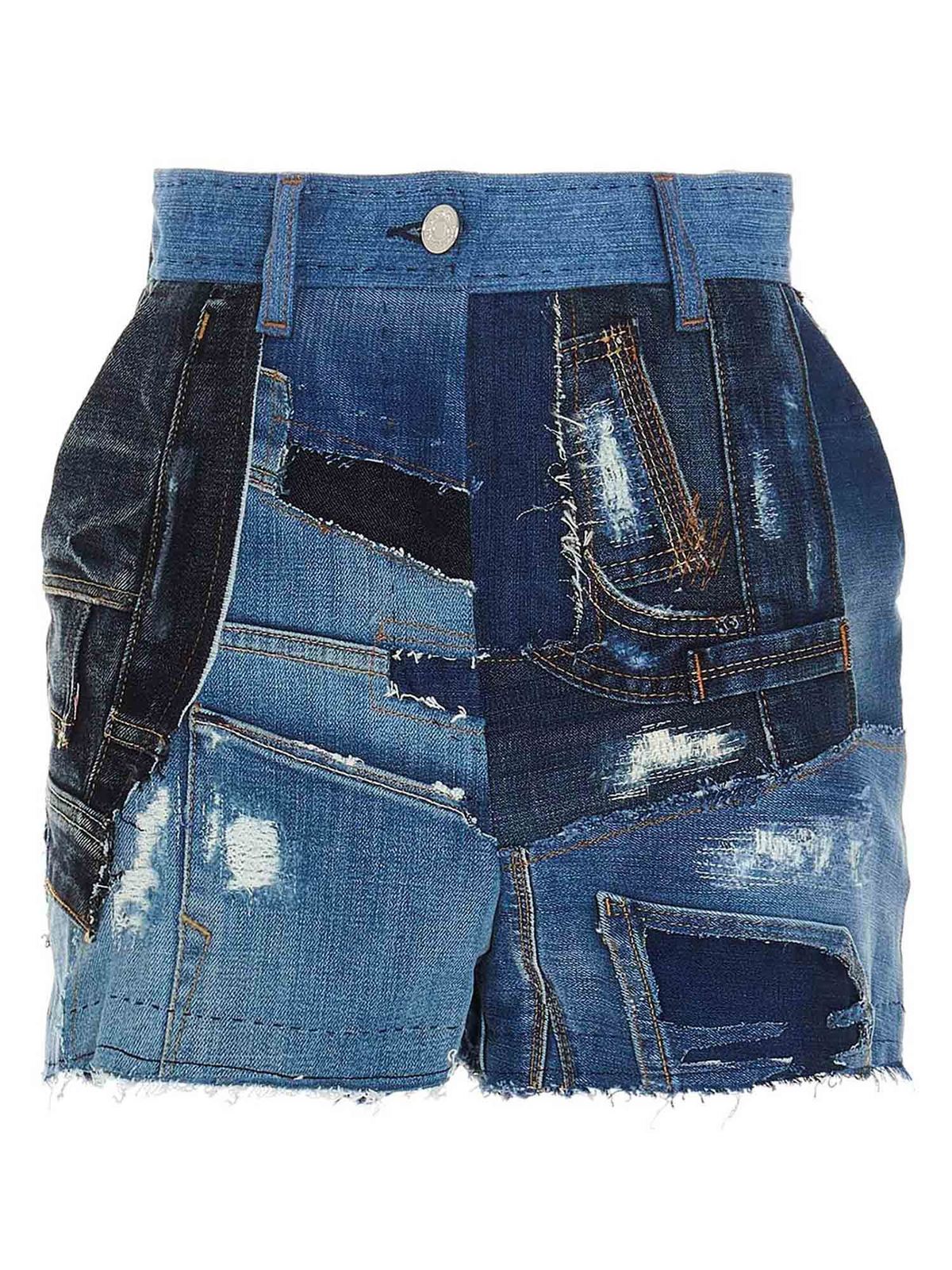 Dolce & Gabbana Patchwork denim shorts in blue|FTBVJDGDY73S9000