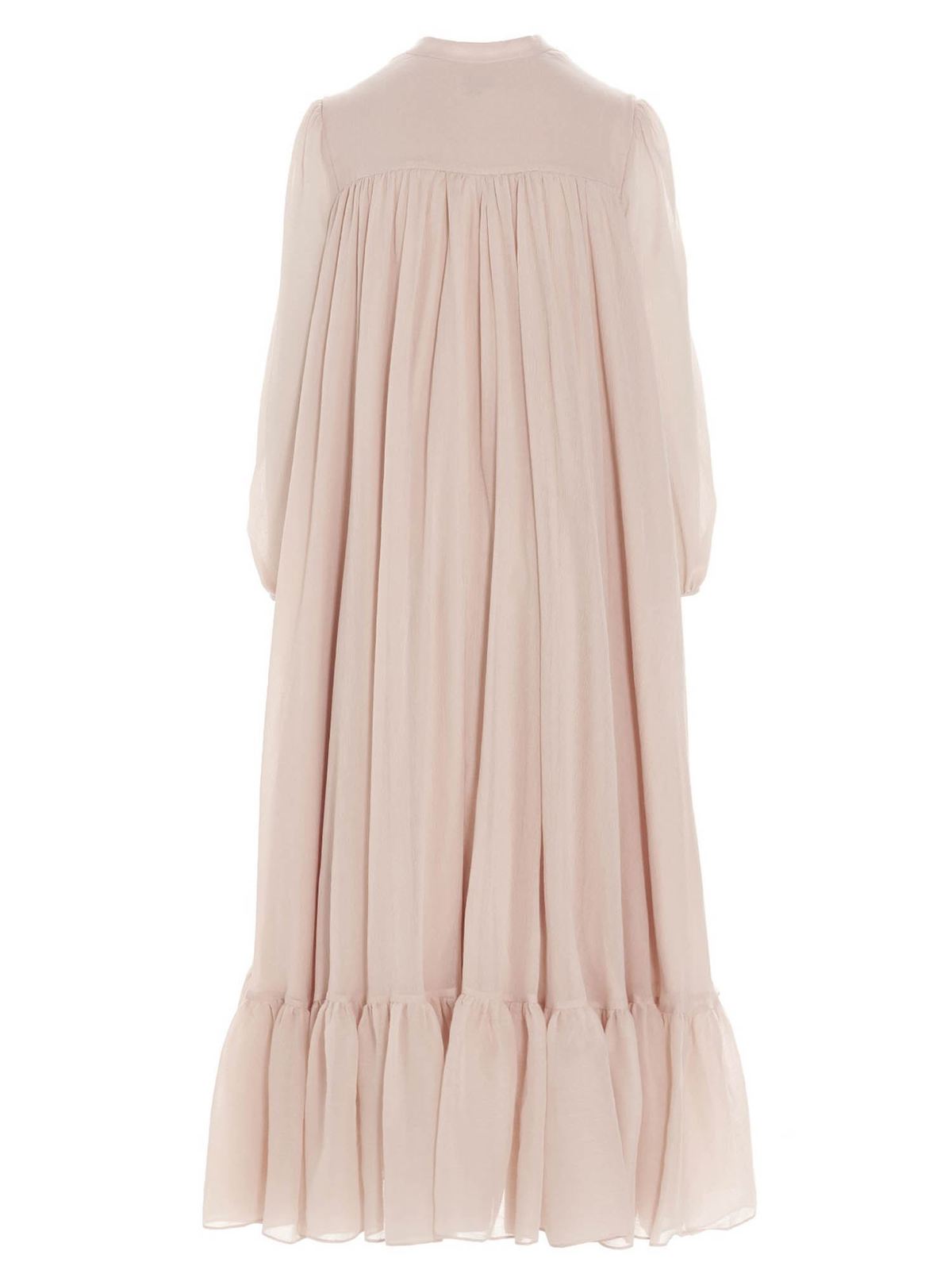 alexander mcqueen pink ruffle dress Alexander Mcqueen Wide ruffles dress in pink|657429QAAAZ9065
