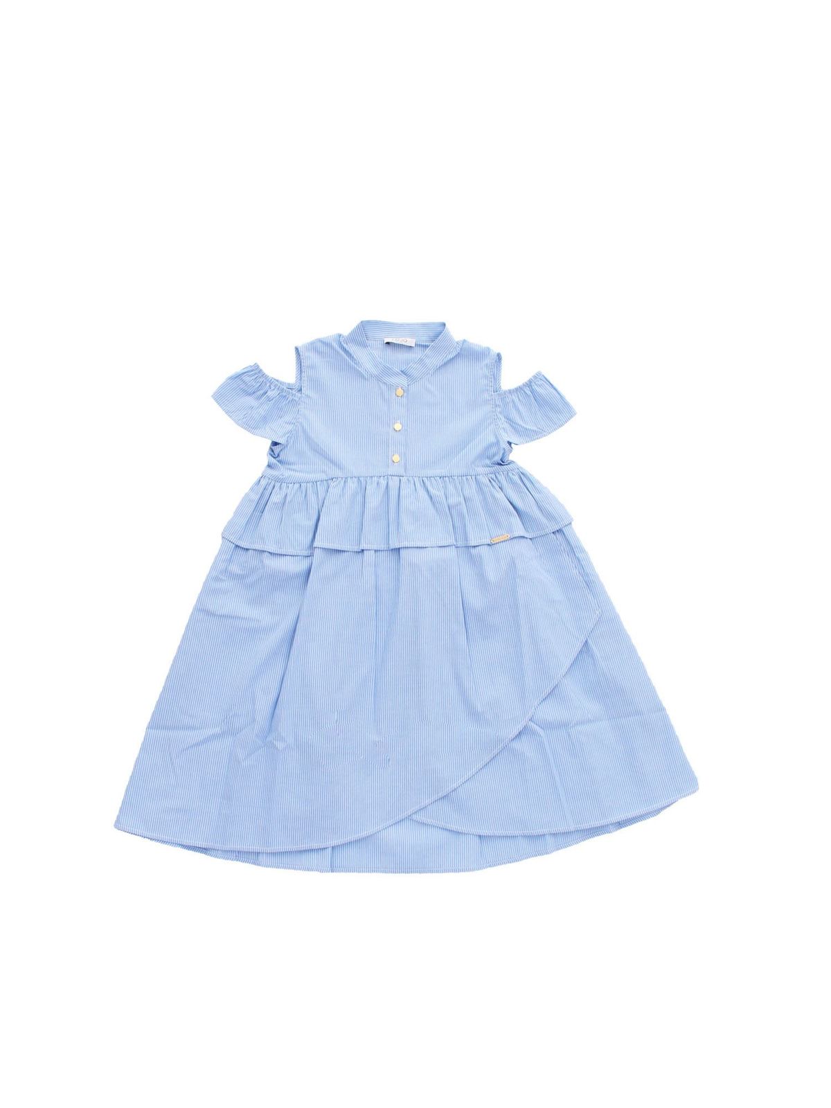 Liu Jo Junior Cut-out shoulders short dress in light blue|GA1131T4208T9745