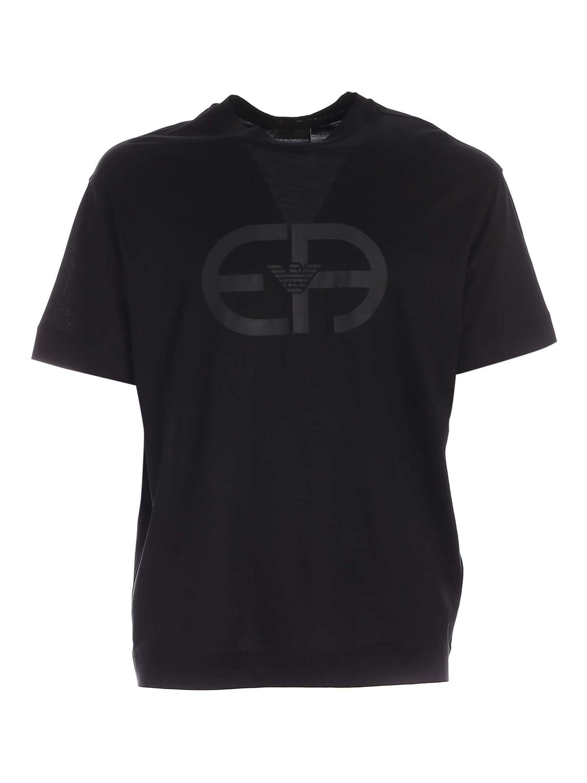 Emporio Armani Tone-on-tone print T-shirt - Black
