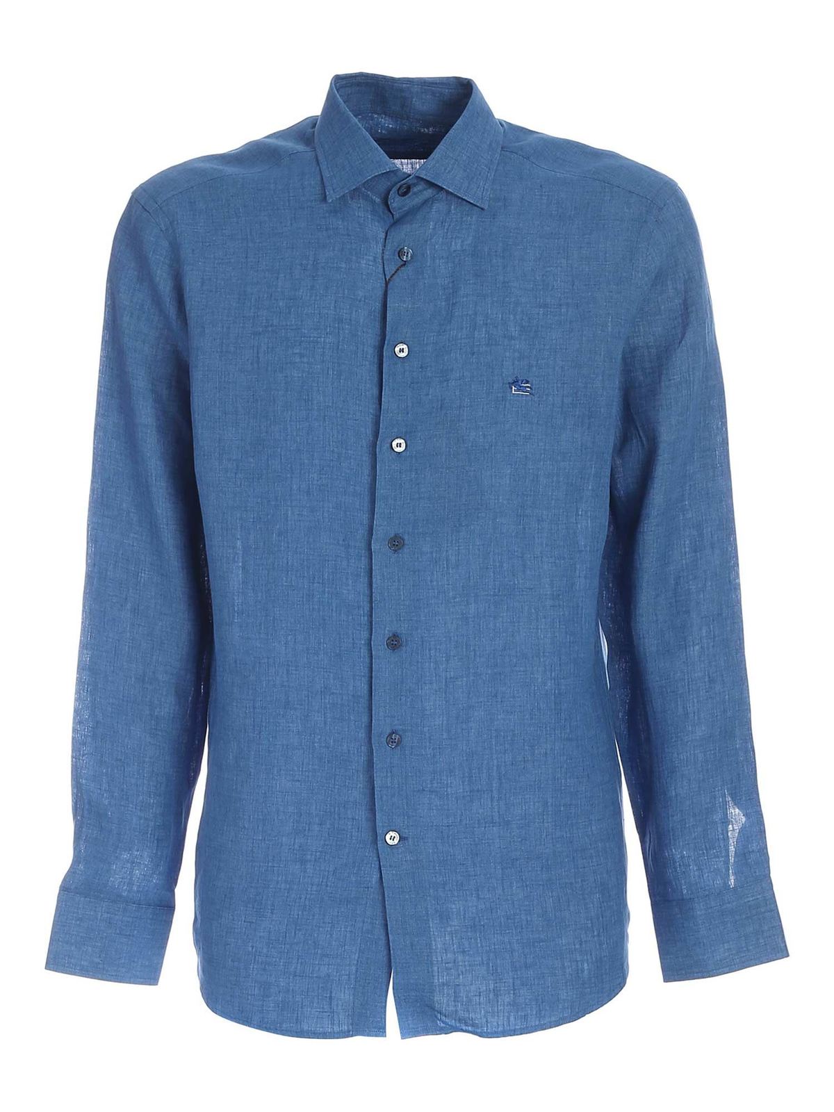 Etro Logo Embroidery Shirt In Light Blue