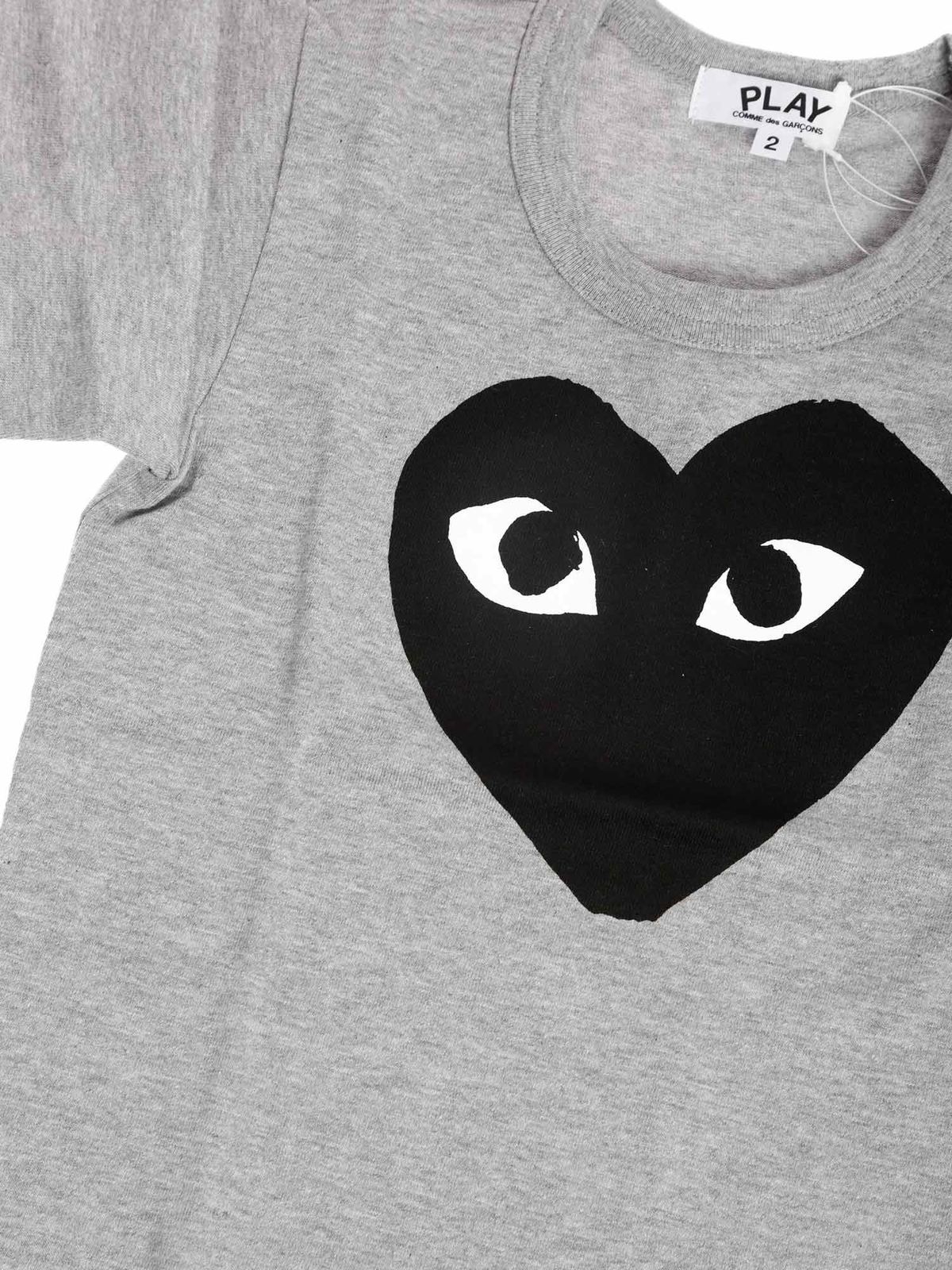 Comme des Garçons Play Play Heart T-shirt in gray and black