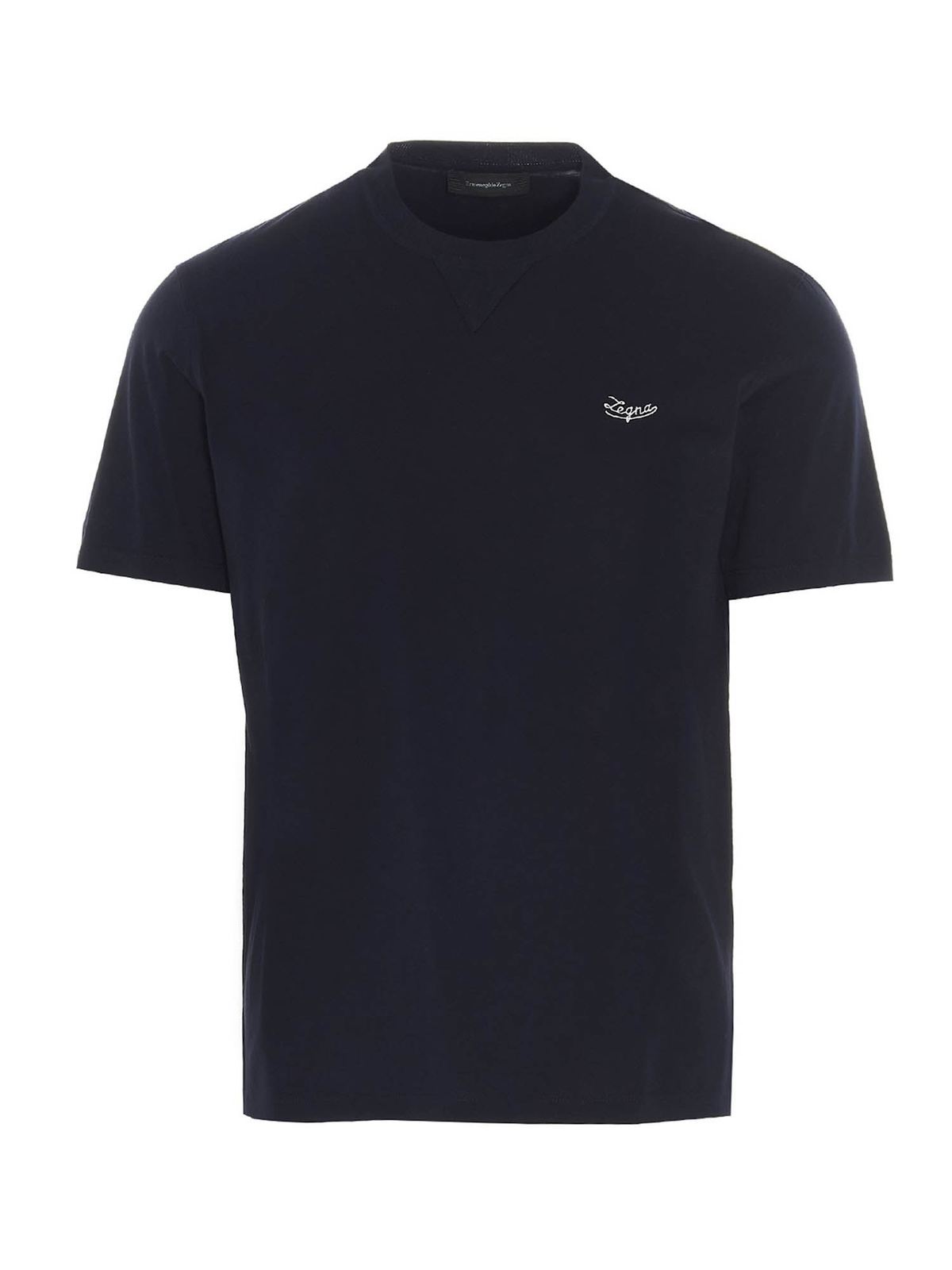 Ermenegildo Zegna Logo t-shirt in blue - Blue - Men|706RU7526B09