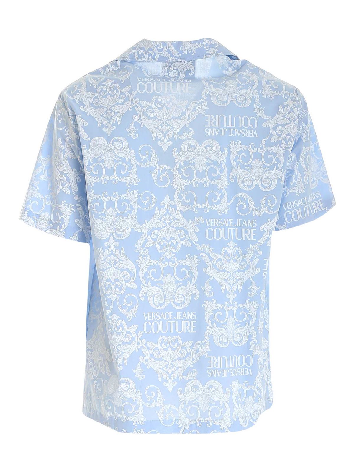 Shirts Versace Jeans Couture - Baroque logo print shirt in light blue -  B1GWA6B2SR085216