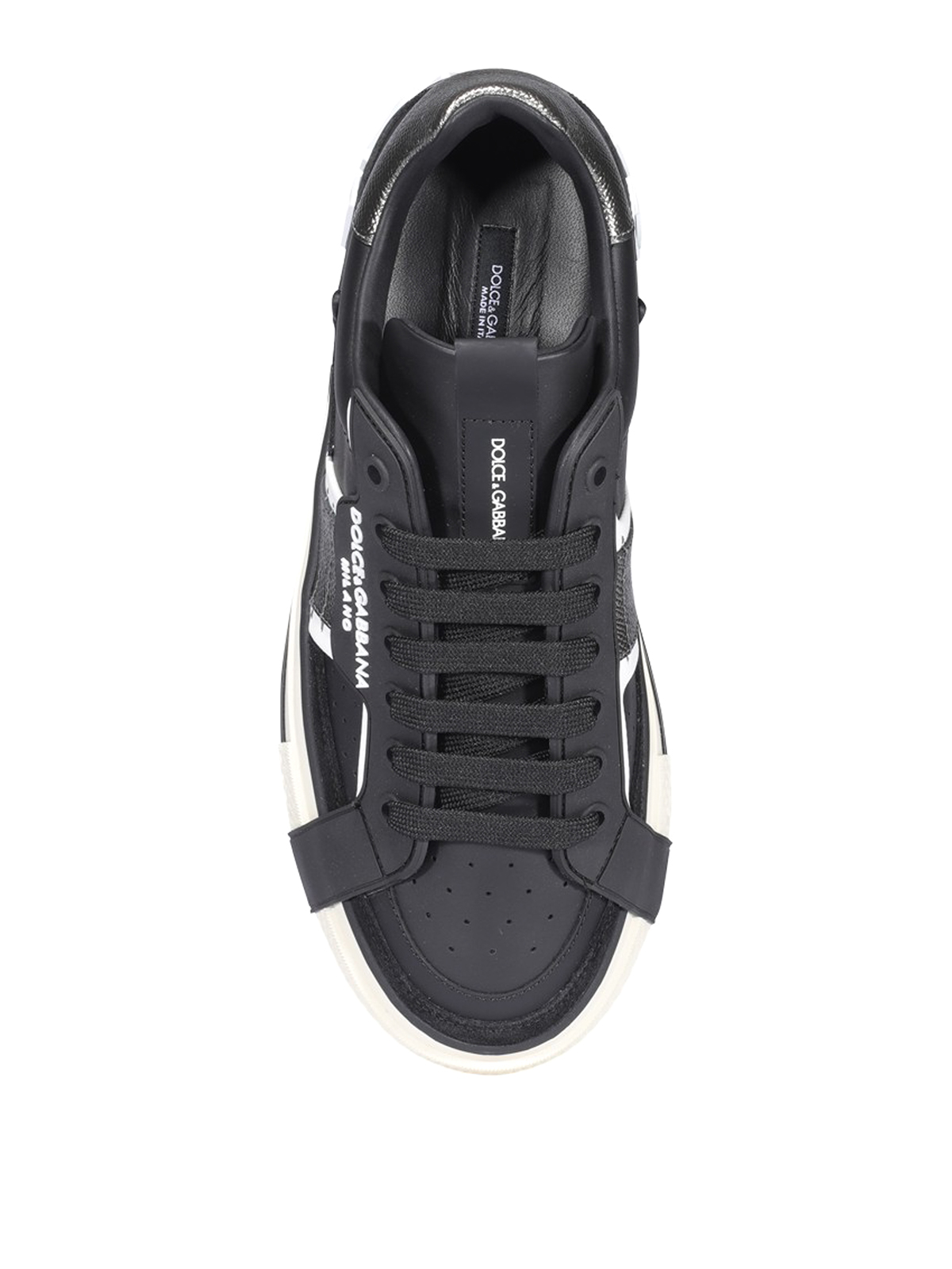 Shop Dolce & Gabbana 2zero Leather Sneakers In Black