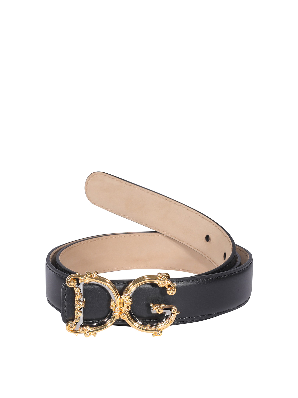 Dolce & Gabbana Dg Buckle Leather Belt In Negro