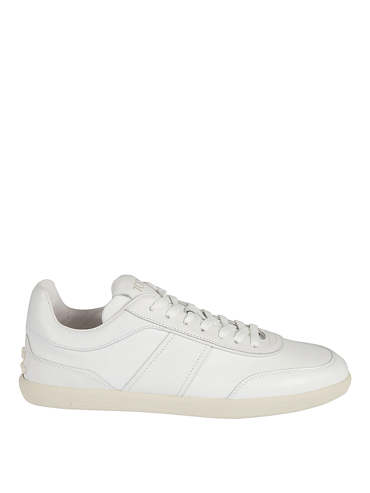 Tod's Vintage Effect Leather Trainers In Blanco