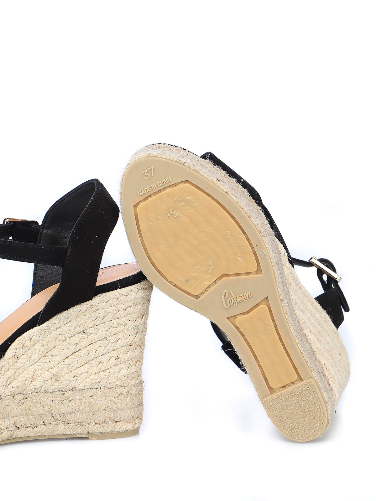 Shop Castaã±er Blaudell Wedge Sandals In Black