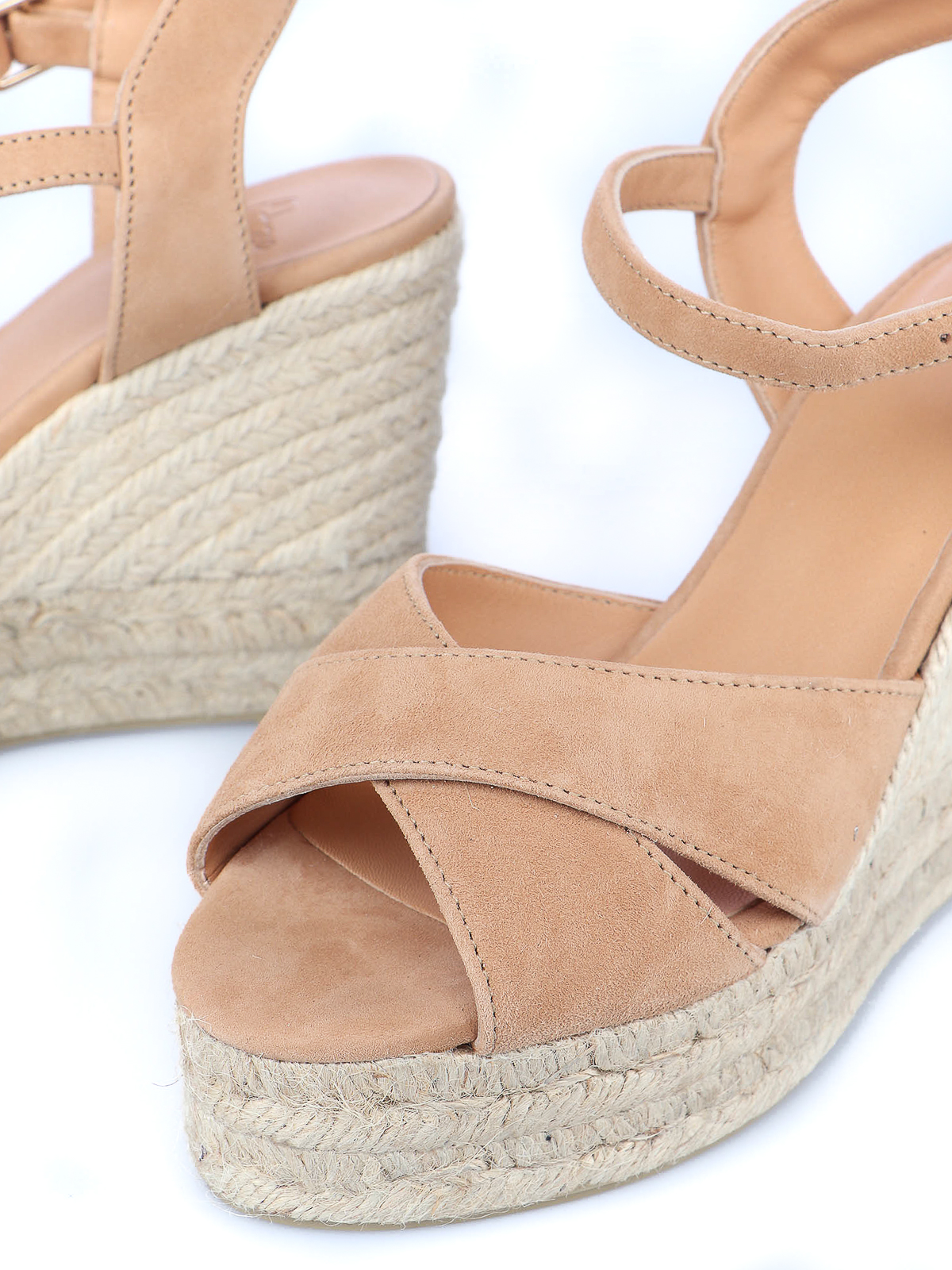 Shop Castaã±er Blaudell Wedge Sandals In Nude & Neutrals