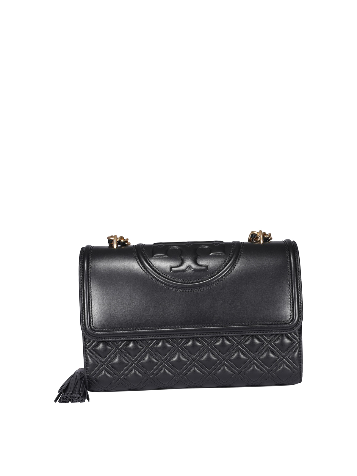 Tory Burch Fleming Quilted Leather Bag In Black