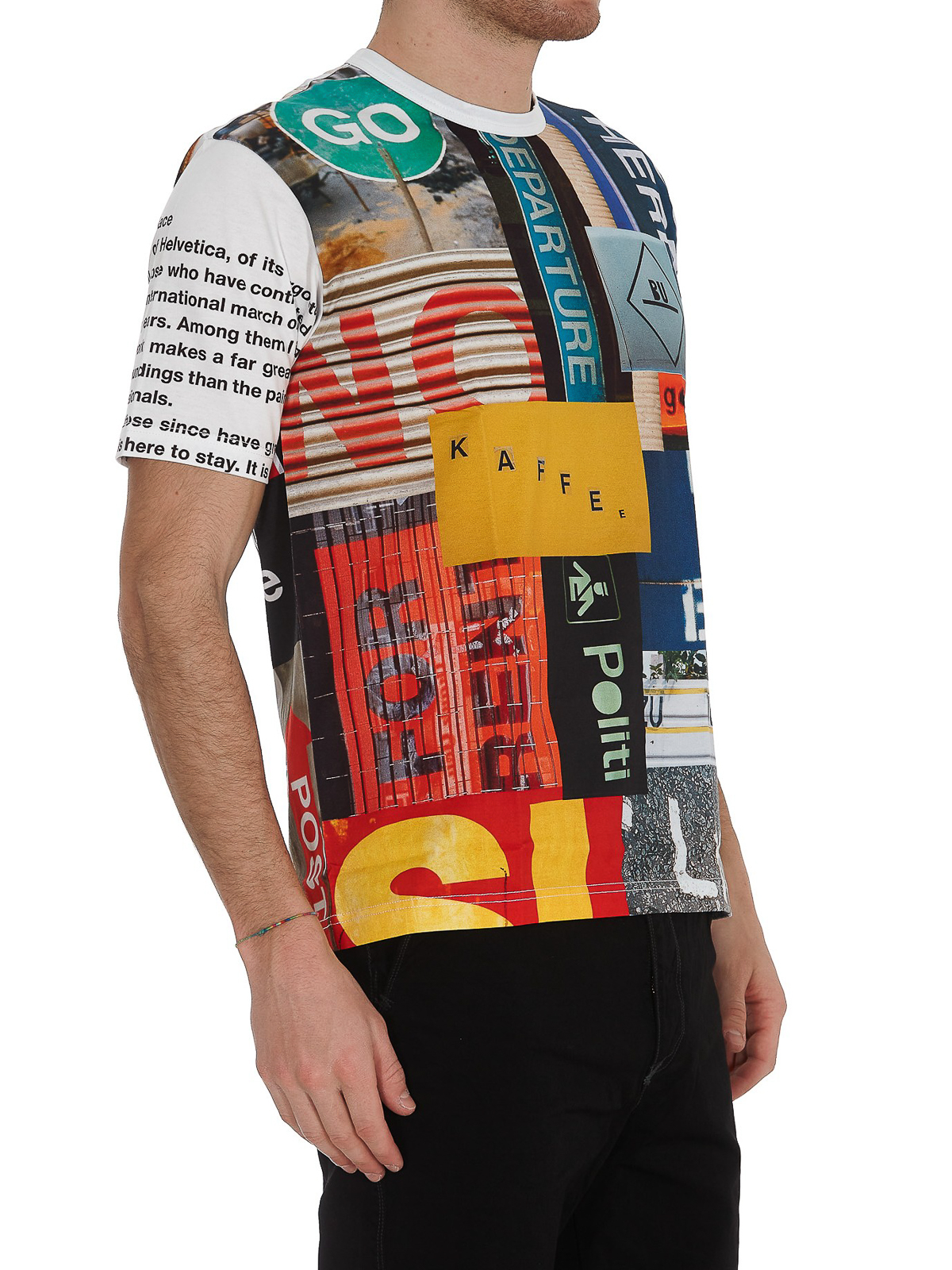 Shop Junya Watanabe Road Sign Print Cotton T-shirt In Multicolour